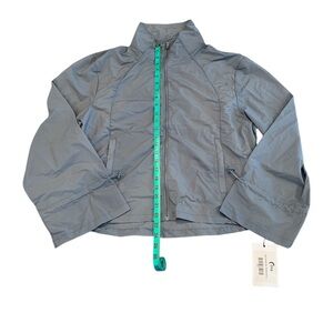 ZYIA Active Womens Drawstrings Blue Windbreaker Ultra Light Full Zip Nylon NWT